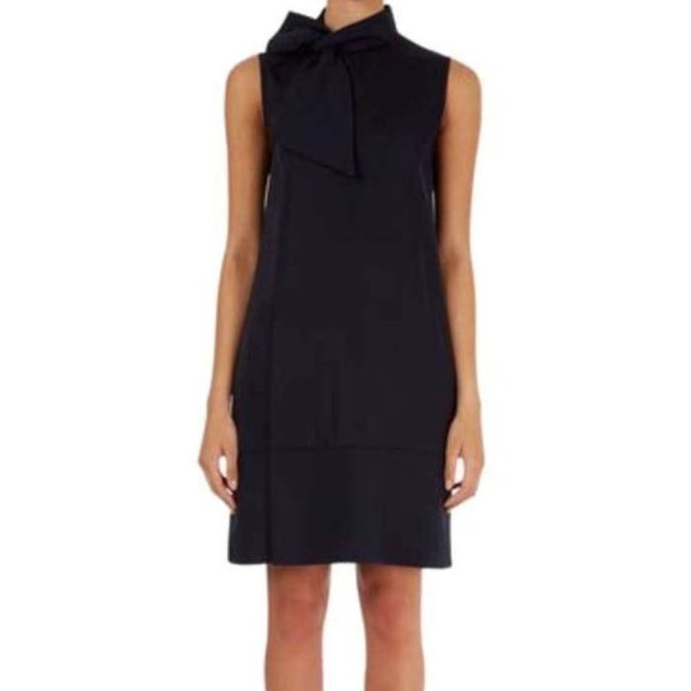 Sz 4 Victoria Victoria Beckham Navy Tie Neck Shift Dress